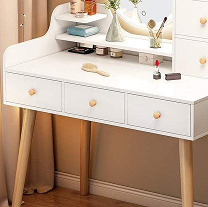 TecnoMobili Melamine Dressing Table, White - H 85 cm x W 54 cm x D 45 cm (white-high end)