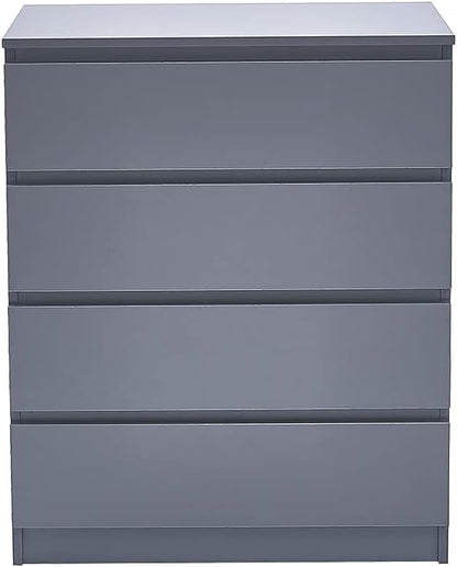 Panana Wooden 3/4/5/6 Chest Of Drawers with Metal Runner Modern Bedroom Bedside Storage Cabinet Unit for Hallway Living Room (Gray, 4 Drawer Chest)