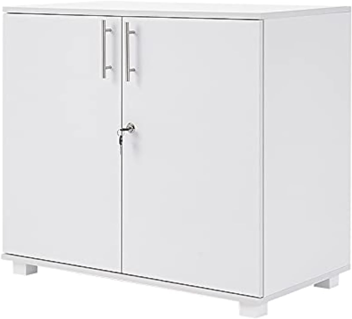 Panana 2 Door Wood File Cabinet With Lock, Office Storage Cupboard Lateral Filing Cabinet Organizer For Home Office (White)