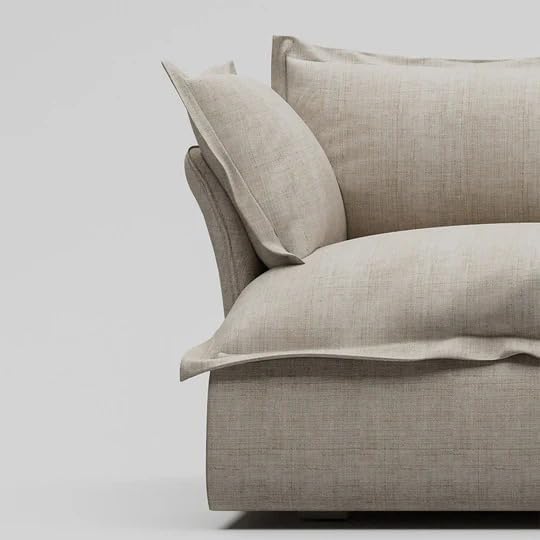ariika Haven 2 Seater Sofa 205 x 100 H:80 cm - Beige, 100% Polyester Linen Texture Soft Feel, Latex & down alternative filling.