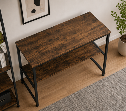 Modern Industrial Home Office Desk with Storage Shelf
