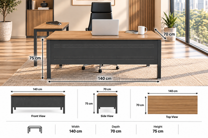 Modern Executive Office Desk with Perforated Modesty Panel