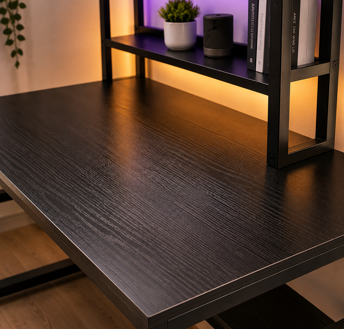 Modern L-Shaped Computer Desk with Hutch