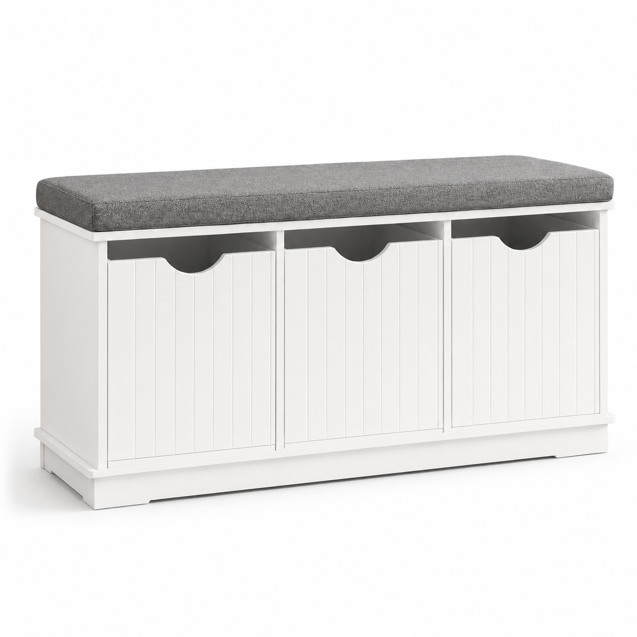 Storage Bench with 3 Drawers & Removable Seat Cushion, White