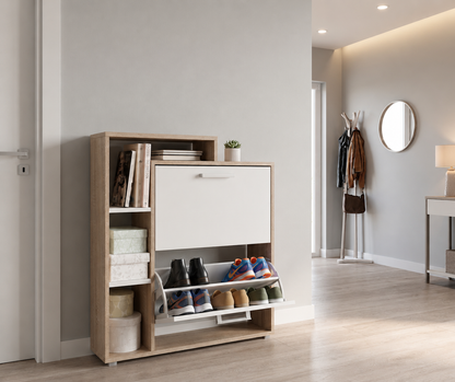 Vicco Orlando Shoe Tidy, White/Sonoma, 80 x 90 cm