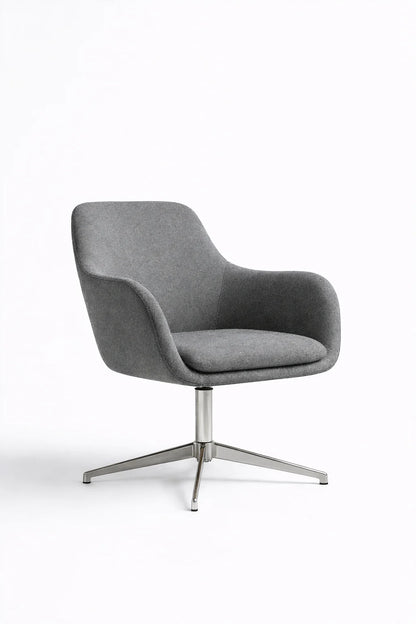 Modern Curved Accent Lounge Chair with Swivel Base