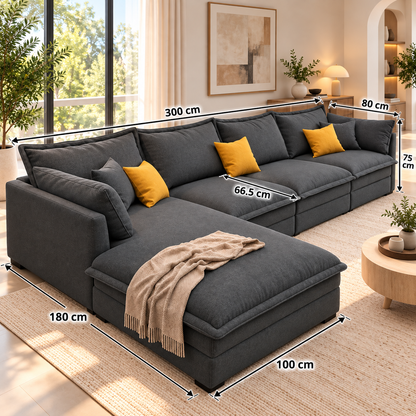 Modern Charcoal Gray L-Shaped Sectional Sofa with Chaise
