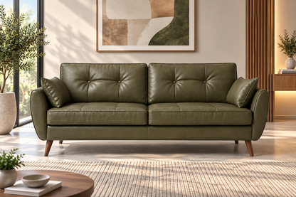Modern 2-Seater Sofa with Button-Tufted Cushions & Side Pillows