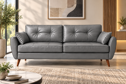 Modern 2-Seater Sofa with Button-Tufted Cushions & Side Pillows