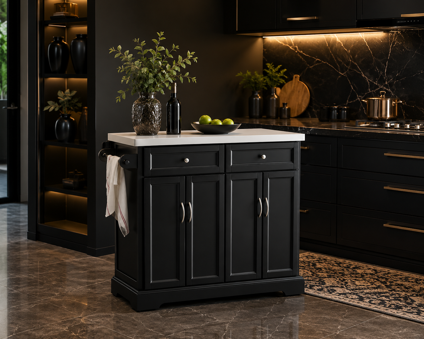 Extendable Kitchen Storage Trolley Kitchen Cabinet Cupboard Sideboard Kitchen Island