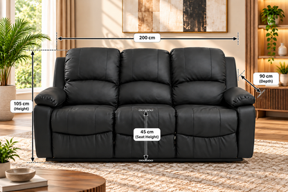 Modern Plush Upholstered 3-Seater Sofa