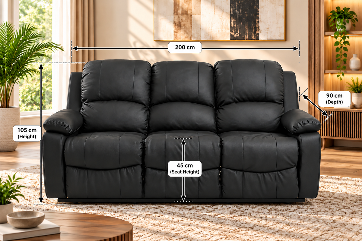 Modern Plush Upholstered 3-Seater Sofa