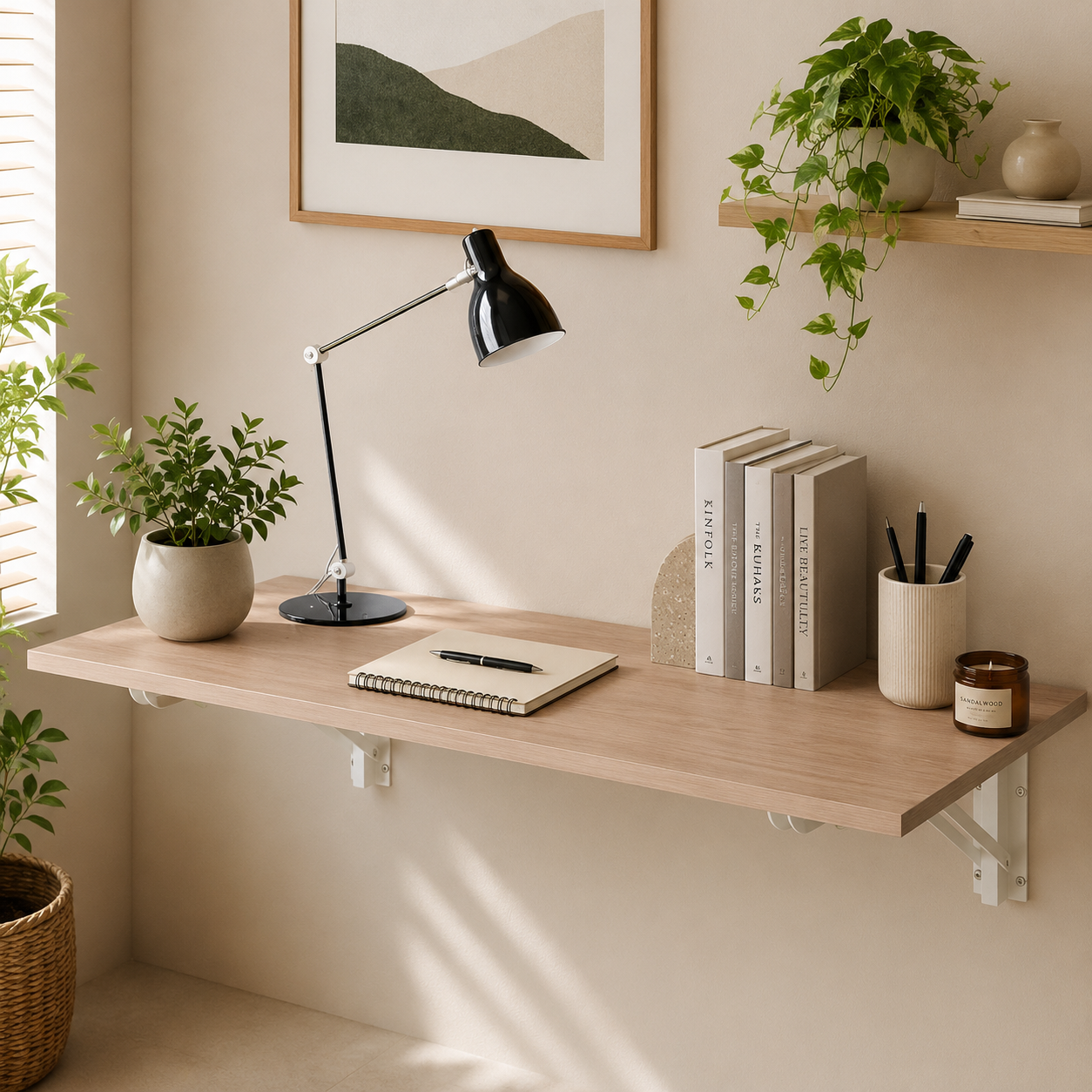 Hope - 80 x 40 cm - Folding Wall Mount Table - Beige