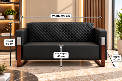 Modern Quilted 3-Seater Sofa with Wooden Frame