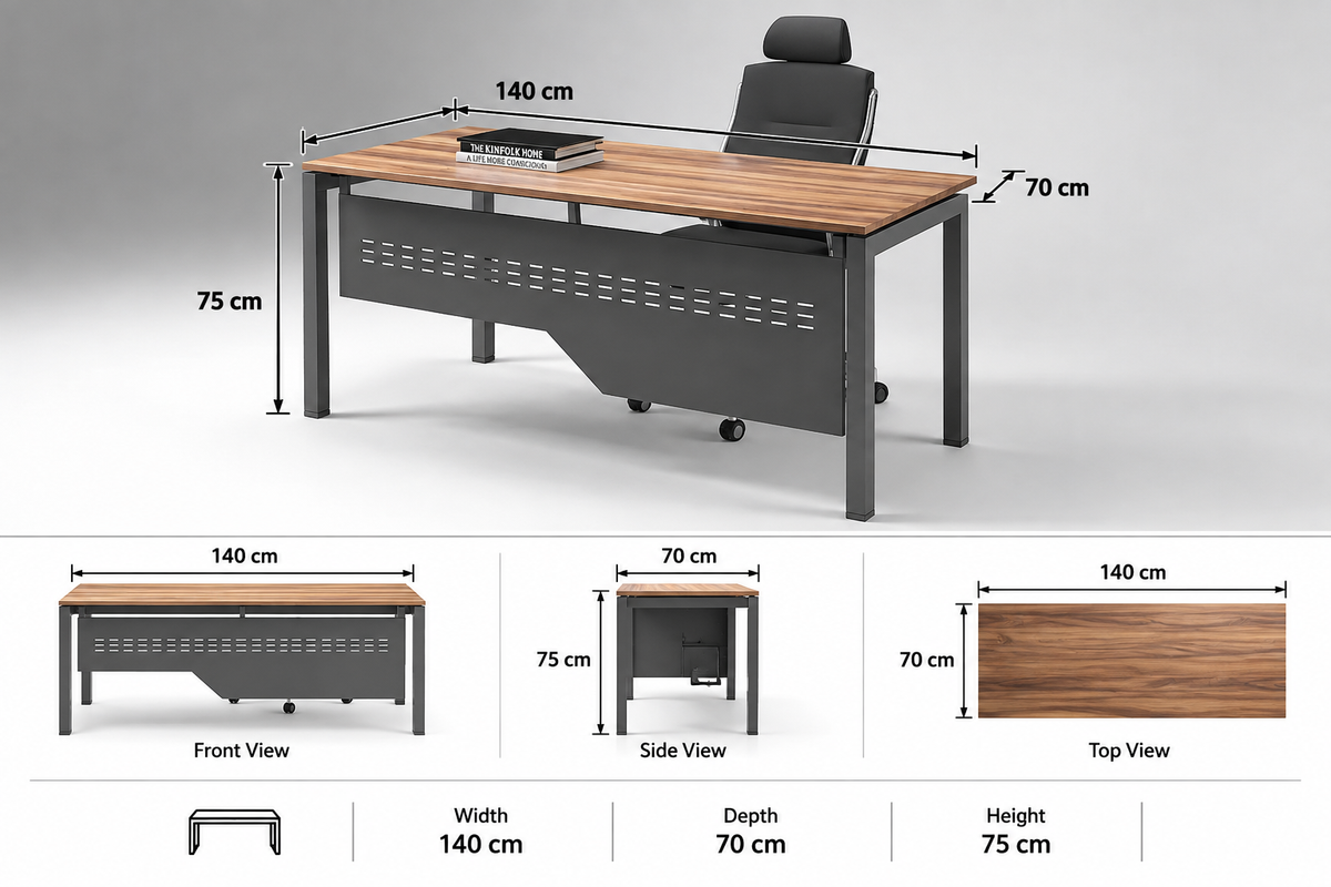 Modern Executive Office Desk with Cable Management