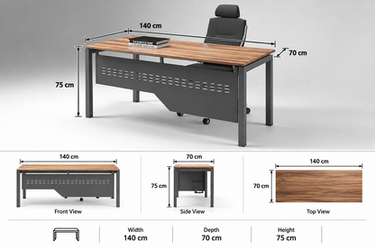 Modern Executive Office Desk with Cable Management