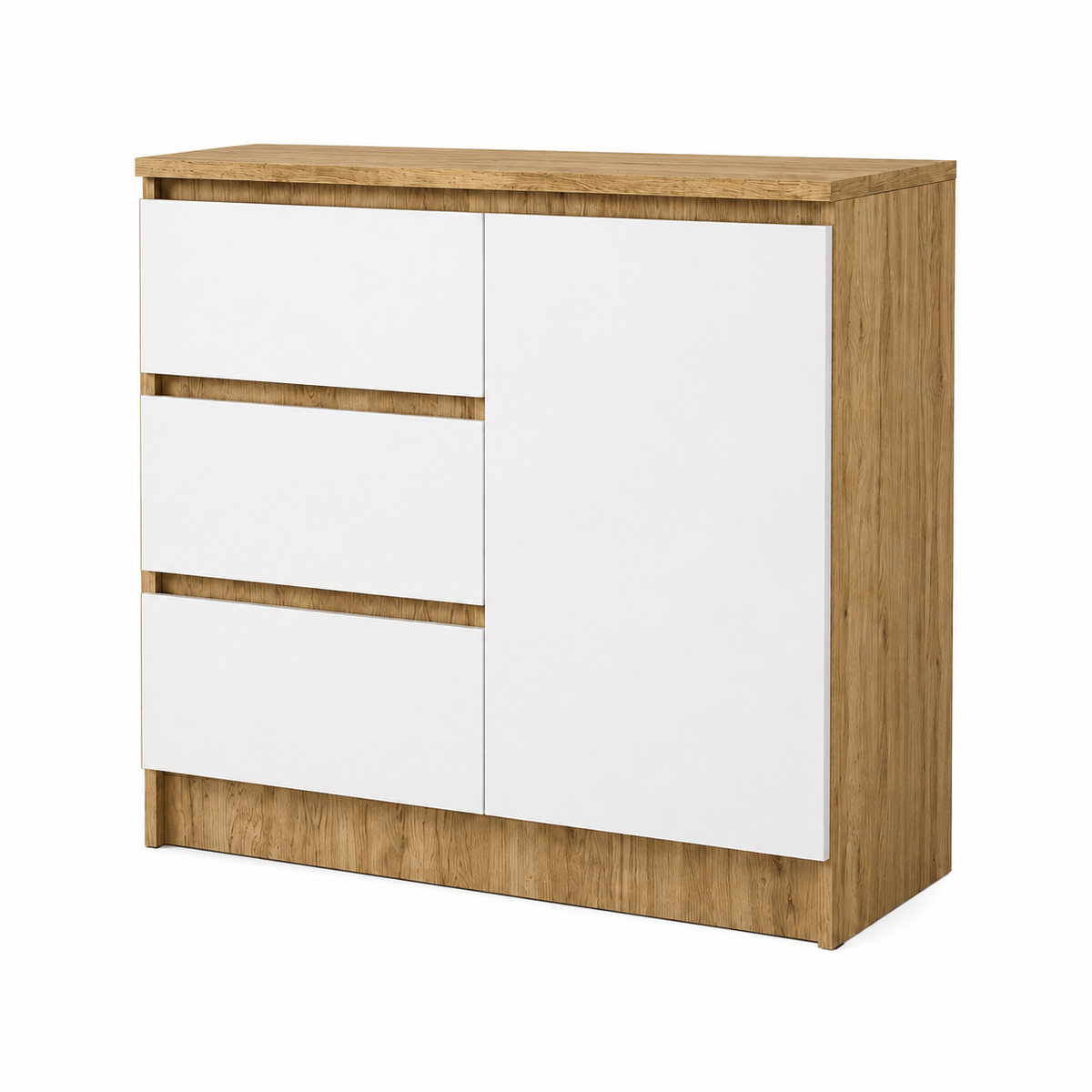 Modern 3-Drawer Storage Cabinet with Shelves