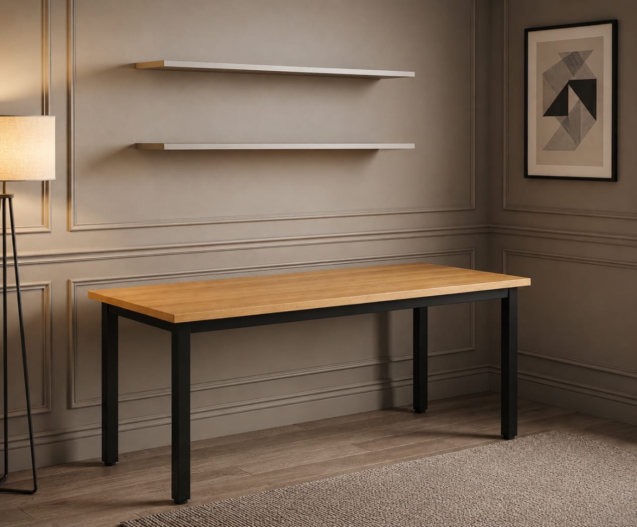 63 inches X-Large Computer Desk, Composite Wood Board, Decent and Steady Home Office Desk/Workstation/Table, BS1-160TB Teak and Black Legs, 1 Pack