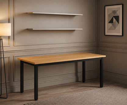 63 inches X-Large Computer Desk, Composite Wood Board, Decent and Steady Home Office Desk/Workstation/Table, BS1-160TB Teak and Black Legs, 1 Pack