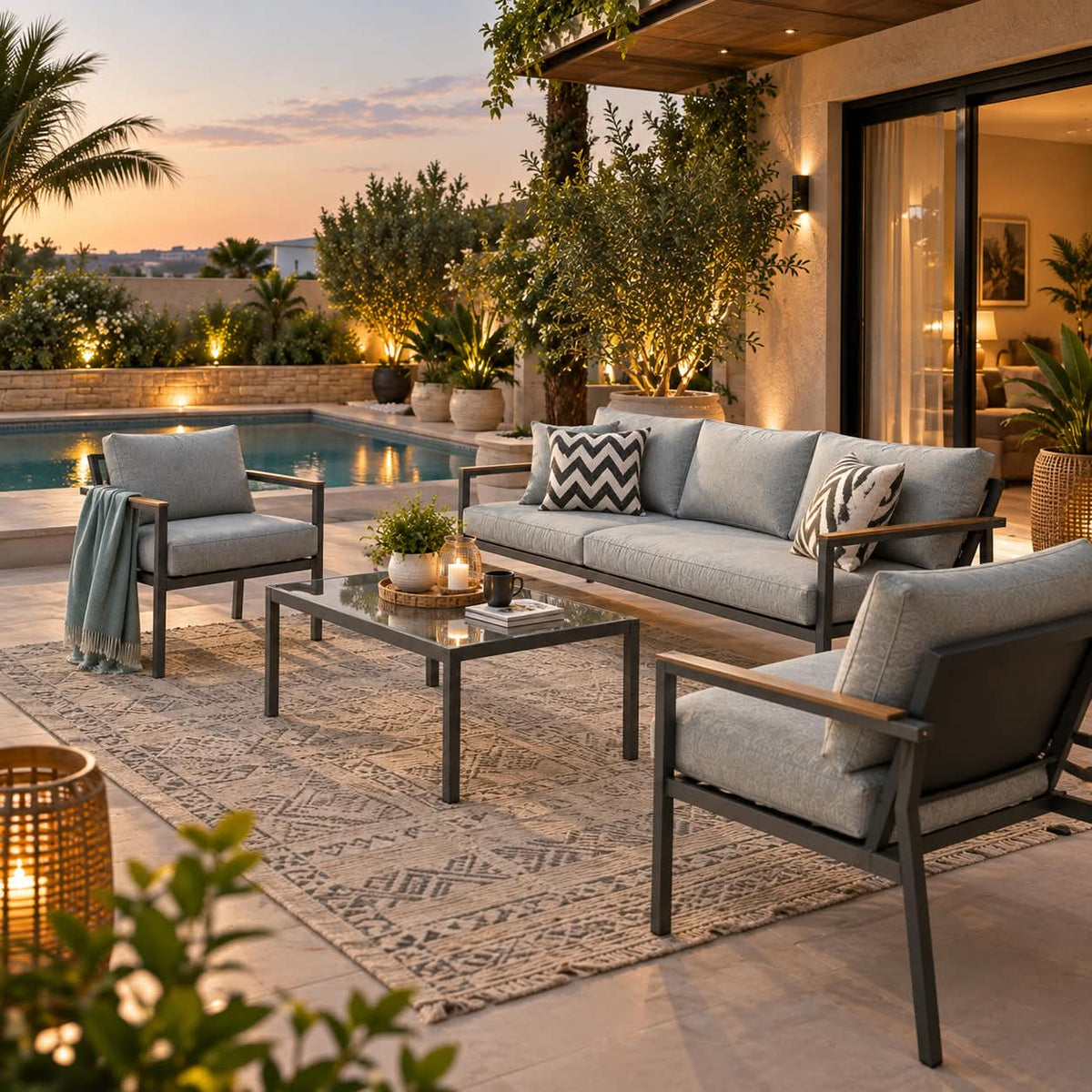 Modern Outdoor Patio Sofa & Chair Set