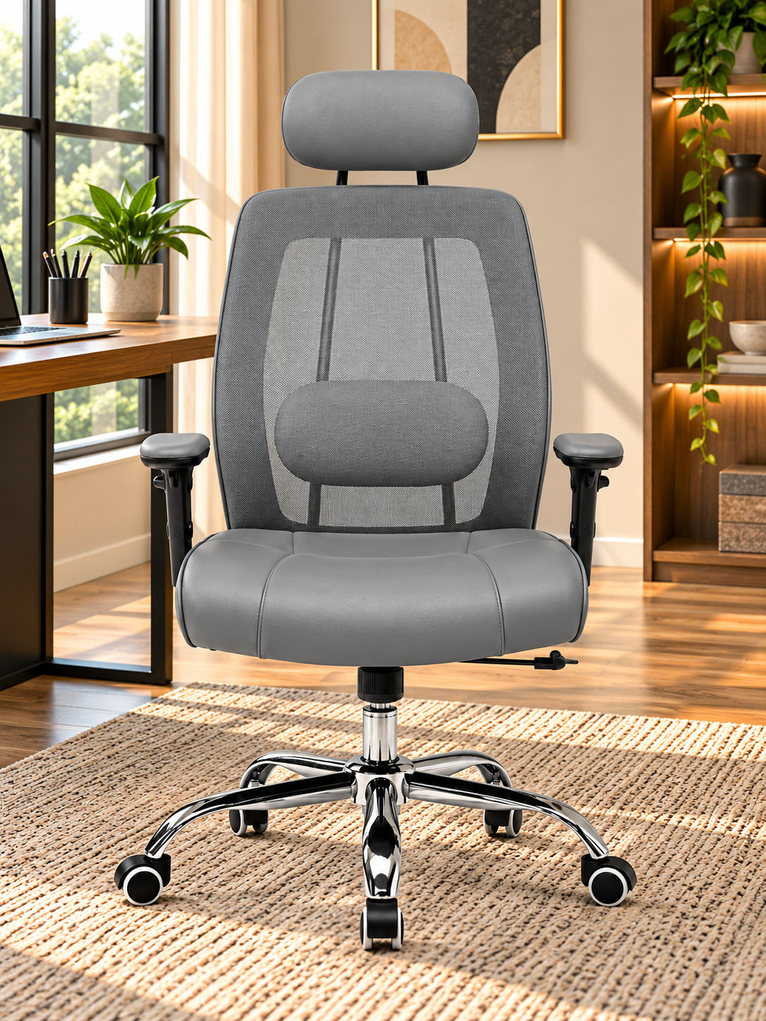 Ergonomic Mesh Office Chair with Adjustable Headrest & Lumbar Support