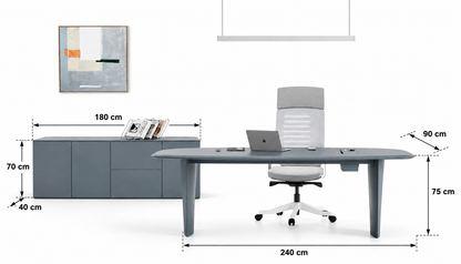 Modern Executive Office Desk with Side Storage