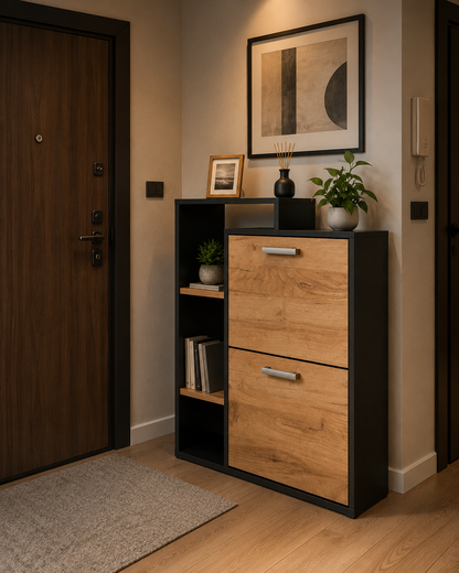 Vicco Orlando Shoe Tidy, Anthracite/Oak, 80 x 90 cm
