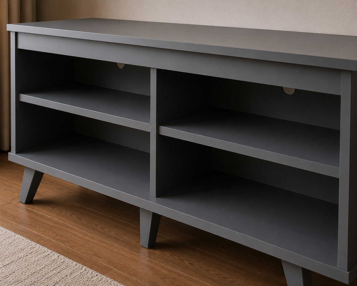 Modern TV Stand Cabinet for Living Room, Entertainment Center for TVs up to 55-Inch, Console Table, Media Unit with Cable Management and 4 open Storage Shelves - WHITE