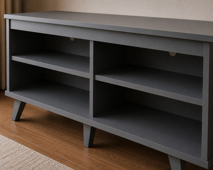 Modern TV Stand Cabinet for Living Room, Entertainment Center for TVs up to 55-Inch, Console Table, Media Unit with Cable Management and 4 open Storage Shelves - WHITE