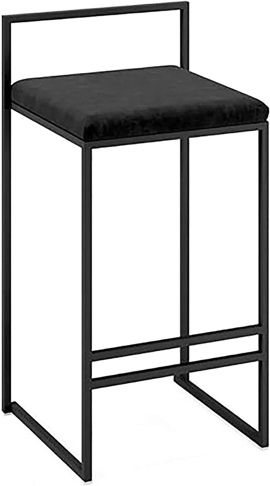 KAMPCO Bar Stool with Backrest, Velvet Bar Chair for Dining Room, Black