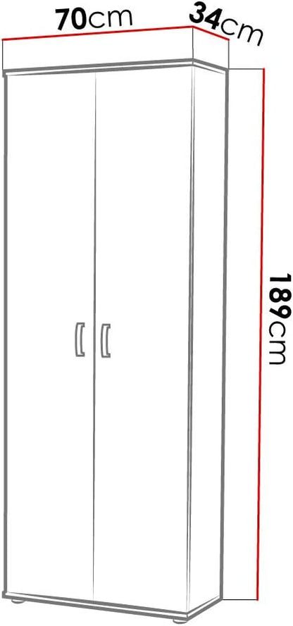 Mirjan24 Terni Wardrobe 2 Door Wardrobe with Insert Panels, Hinged Door Cupboard, Choice of Colours, White, Sonoma (White)
