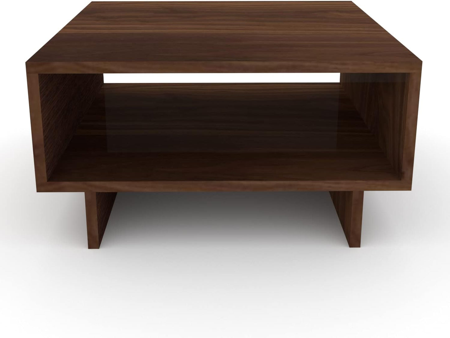 Furnifry Modern Square Center Table with Open Storage Shelf/Wooden Coffee Table for Home/Sturdy & Stylish Furniture for Living Area/Wooden Coffee & Sofa Table (Walnut)