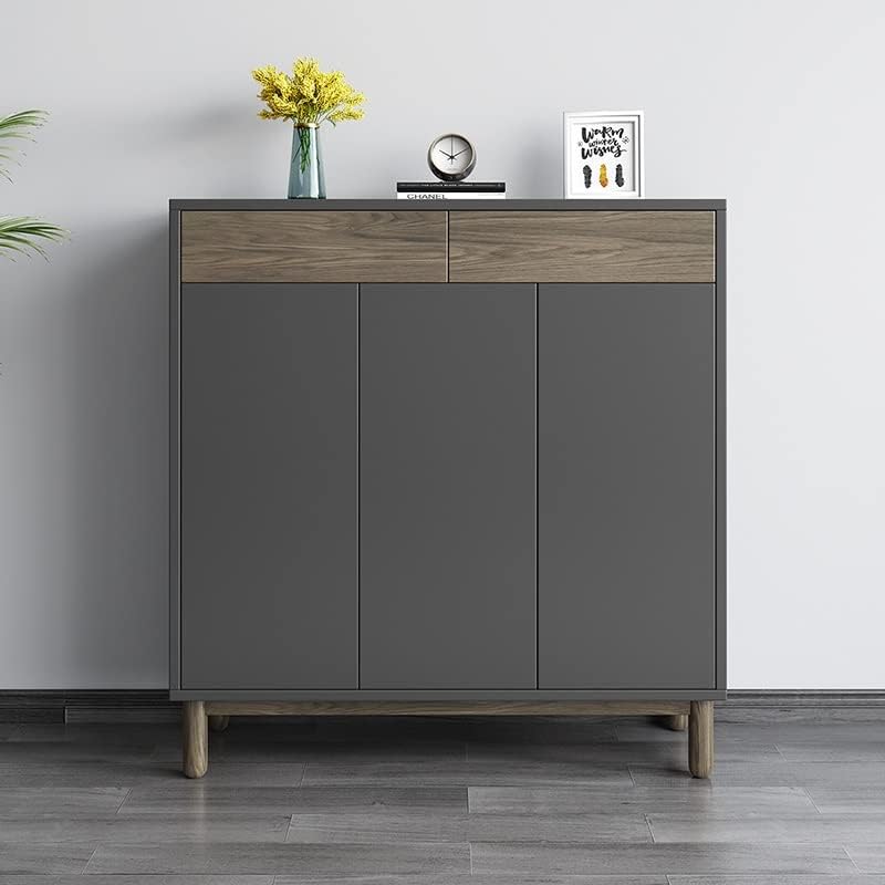 Nordic Wooden Simple Shoe Cabinets Thin Design Entrance Vertical Wooden Shoe Home Furniture (Color : A, Size : 105x100cm)