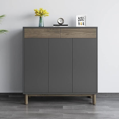 Nordic Wooden Simple Shoe Cabinets Thin Design Entrance Vertical Wooden Shoe Home Furniture (Color : A, Size : 105x100cm)