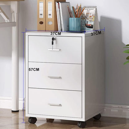 YJGET Mobile File Cabinet with 3 Drawers,Office Cabinet with Lock & Wheels for Storage A4,Letter,File Folders,Wood Storage Filing Cabinet for Home Office,White