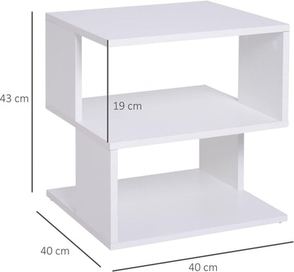 Home Gallery modern square 2 tier wooden side table - white w40 x h43 x d40