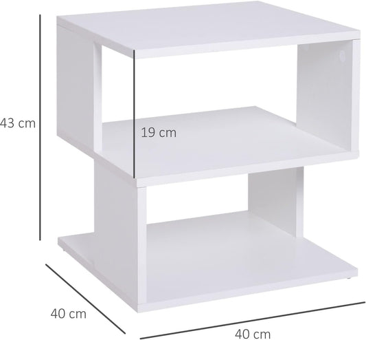 Home Gallery modern square 2 tier wooden side table - white w40 x h43 x d40