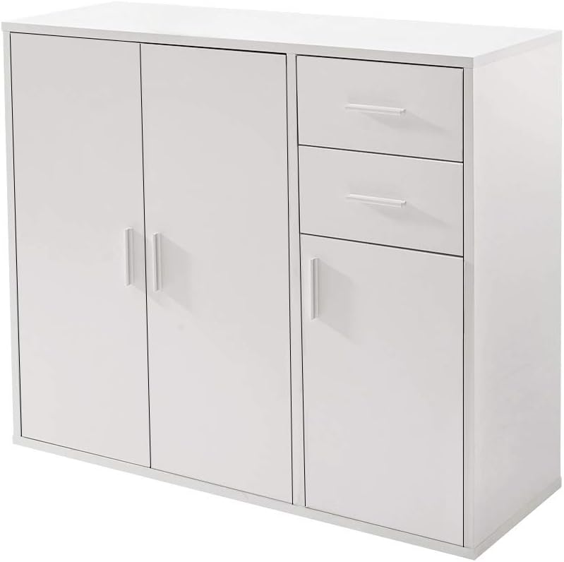 Panana Sideboard Storage Cupboard Cabinet Unit with Doors and Drawers Living Room Bedroom Furniture White