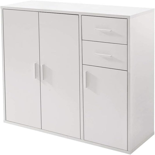 Panana Sideboard Storage Cupboard Cabinet Unit with Doors and Drawers Living Room Bedroom Furniture White