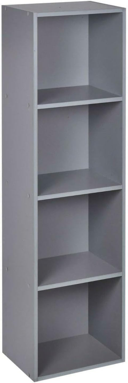 "URBNLIVING Tier Wooden Bookcase Shelving Display Storage Shelf Unit Wood Shelves (Black, 4 Shelf) 
"