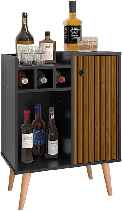Lojas RPM Nala Retro Sideboard with Cellar 1 Door - Black/ripped Nature - Furniture