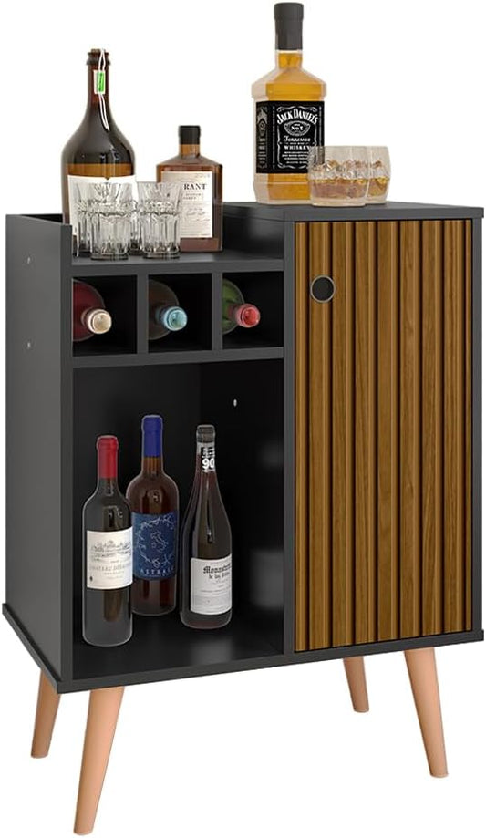 Lojas RPM Nala Retro Sideboard with Cellar 1 Door - Black/ripped Nature - Furniture