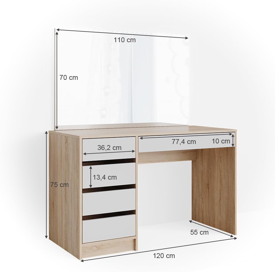 Vicco Sherry Dressing Table with 5 Drawers