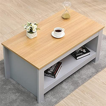 Homeke Lancaster Living Room 3 piece Set Lamp Table Side Table Coffee table with Shelf 2 Drawers Corner TV Stand (Grey+Oak)