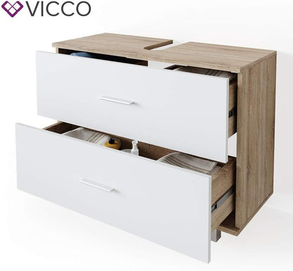 VICCO Ilias Vanity Unit for Bathroom Drawer (Sonoma White)