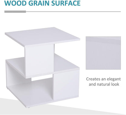 Home Gallery modern square 2 tier wooden side table - white w40 x h43 x d40