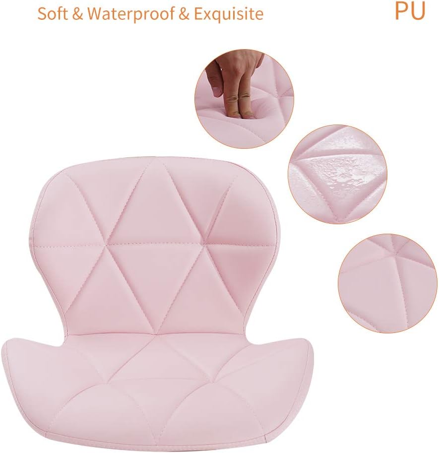 HomJoy Modern Design Office Chair, Swivel Computer Chair with PU Leather, Chrome Base, and Gas Lift, Height Adjustable Computer Desk Chair (Pink, PU)