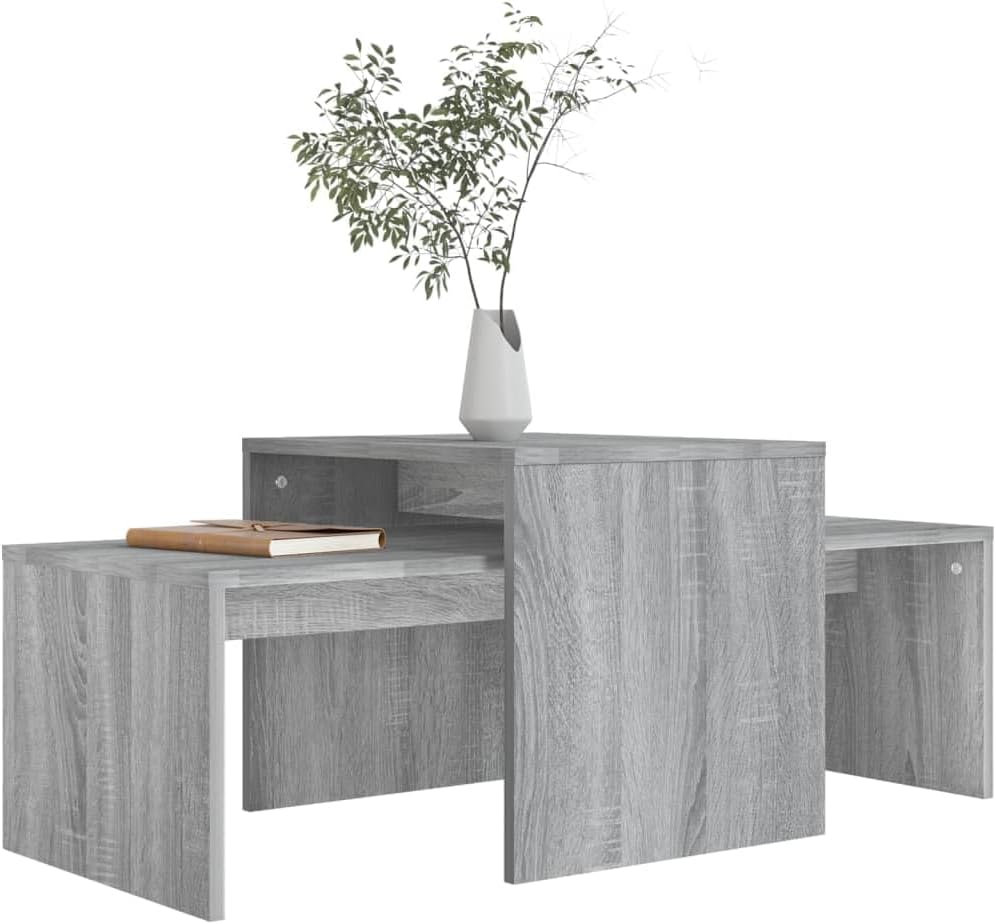 vidaXL Coffee Table Set Living Room Furniture Sofa Side Couch Centre Accent End Tea Telephone Modern Coffee Table Grey Sonoma Engineered Wood