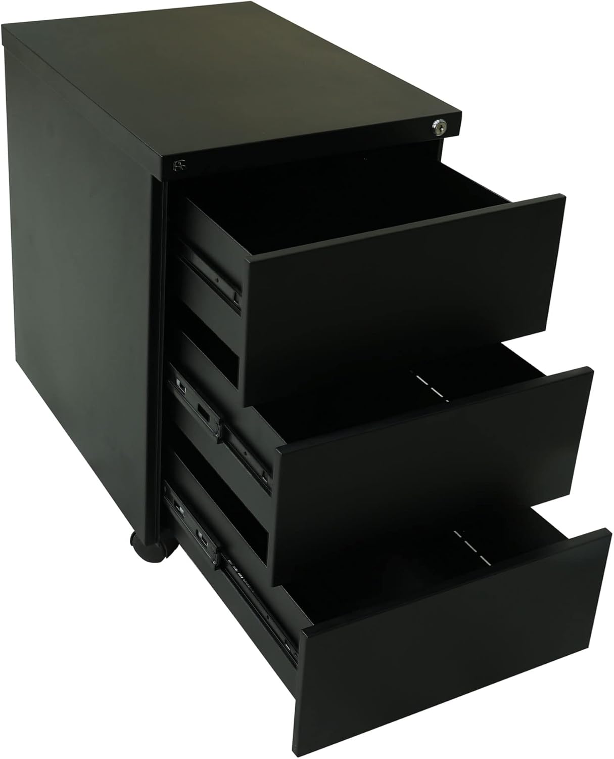 RIGID Steel Mobile Pedestal 3 Drawer Storage Unit Modern & Sleek Office Furniture Black
