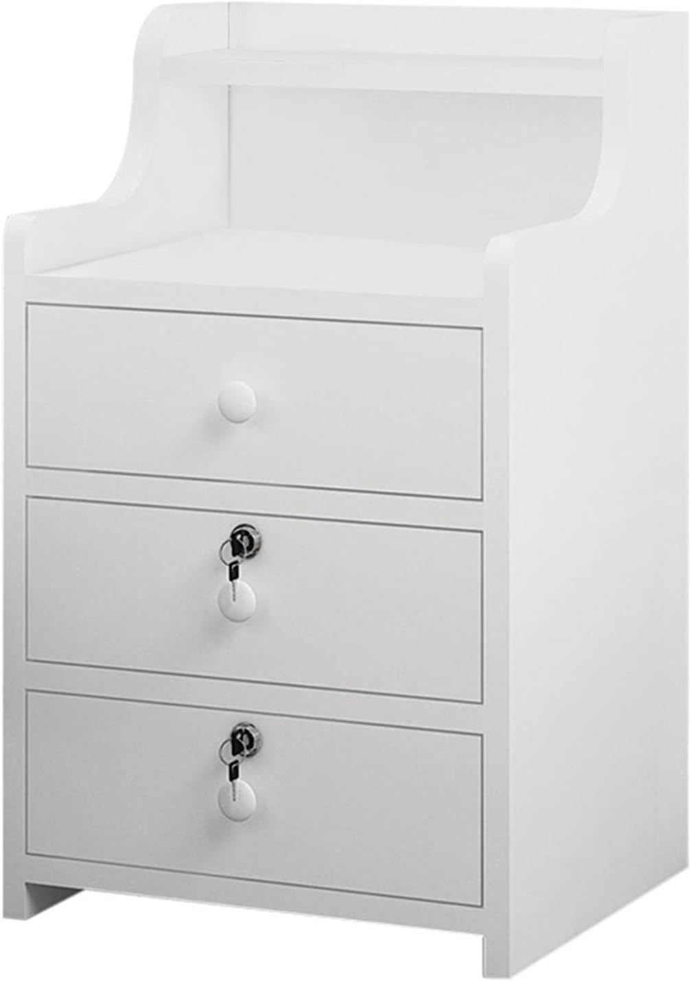 GMSWCG Nightstand, Bedside Table, Simple End Table Bedroom Coffee Table 3 Drawer with Lock Cabinet,Side Table File Cabinet Storage Table for Bedroom/Living Room/Study Room Bedside Cabinets